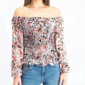 Bar lll Ruffle Sleeve Off The Shoulder Stretch Blouse